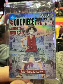 One Piece Monkey D. Luffy US Voyage College Basketball Card Rutgers In Hand - Image 1