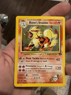 Pokemon TCG Gym Challenge Blaine's Arcanine Holo Rare Card 1/132 LP/NM - Image 1