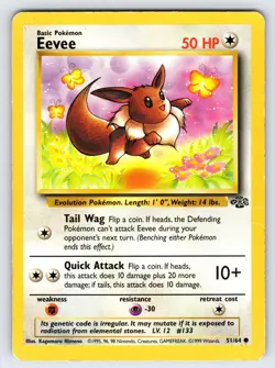 Eevee 51/64 1999 Jungle Set Pokemon Card TCG WOTC Vintage Nintendo Common Hp - Image 1