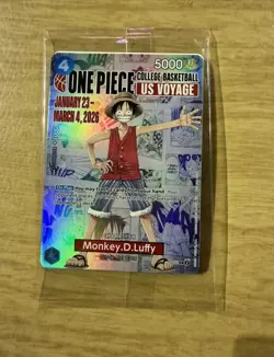One Piece College Basketball US Voyage Luffy Card IN HAND - UNOPENED - Image 3