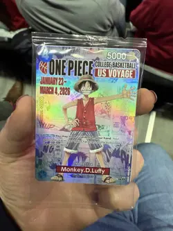 One Piece Monkey D Luffy College Basketball Promo Card Brand New Unopened - Image 1