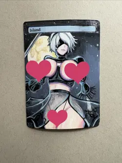 2b MTG Painted Island Anime Girl Alter Card - Image 1