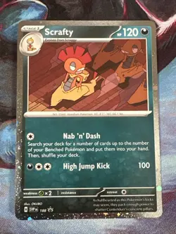 Pokemon TCG Scrafty 188 Black Star Promo Cosmos Holo Journey Together Card - Image 1
