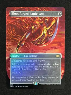 1x MTG Bloodforged Battle-Axe (Borderless, Foil) - Double Masters 2022 (2X2) - Image 1