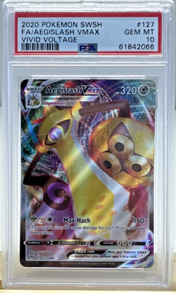 Aegislash VMAX PSA 10 - 127/185 Vivid Voltage Full Art Ultra Rare Pokemon Card - Image 1