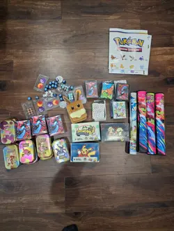 Pokemon Miscellaneous Accessories Lot - Playmats, Evee, Decks, Tins, Coins + - Image 1