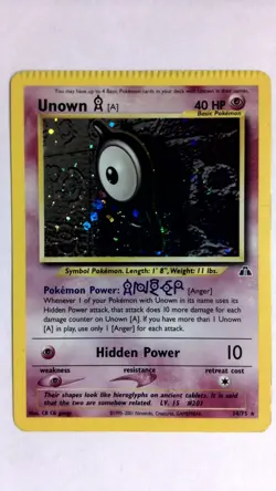 Pokemon Unown [A] 14/75 Neo Discovery Unlimited Holo Error Crimp Damaged - Image 1