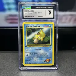Misty's Psyduck Gym Heroes 1st Edition 54/132 Pokemon Card - CGC 9 - Image 1