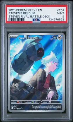 2025 POKEMON SVP EN-SV BLACK STAR PROMO #207 STEVEN'S BELDUM PSA 9 - Image 1