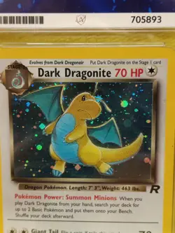 Pokemon Team Rocket Set 2000 Holo Dark Dragonite 5/82 Ace Graded 3 Good - Image 2