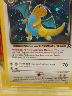 Pokemon Team Rocket Set 2000 Holo Dark Dragonite 5/82 Ace Graded 3 Good - Image 3