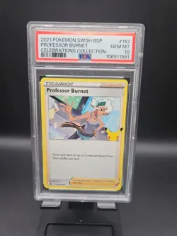 2021 Pokemon SWSH BSP Professor Burnet Celebrations Collection #167 PSA 10 MT - Image 1