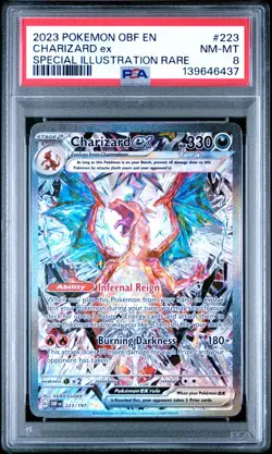 2023 POKEMON OBF EN-OBSIDIAN FLAMES SPECIAL ILLUSTRATION RARE CHARIZARD EX PSA 8 - Image 1