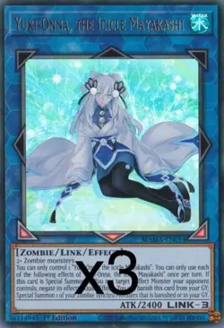 3X Yugioh Yuki-Onna, the Icicle Mayakashi MAMA-EN014 Ultra Rare 1st Edition NM - Image 1