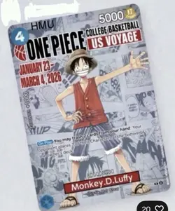 One Piece Monkey D. Luffy US College Basketball Card Rutgers PROMO 1/27 PRE SALE - Image 1