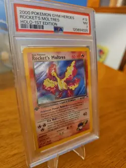 Pokemon TCG Rockets Moltres Holo Rare Card 12/132 Gym Heroes 1st Edition - Image 3