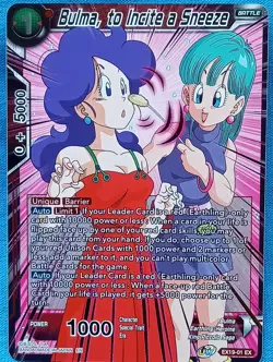 Dragonball Super Cards - Bulma, to Incite a Sneeze - EX19-01 **Near Mint** - Image 1