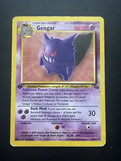 Pokemon Card - Gengar 1st Edition - 20/62 - Fossil - 1999 - Image 1
