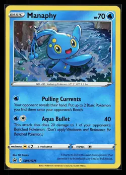 Manaphy #SWSH275 Cosmos Holo Black Star Promo Pokemon Card - Image 1