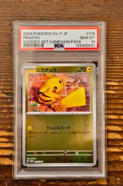 PSA 10 Pikachu PROMO 001 Summer Get Campagign Pack 216 SV-P Pokemon Card 2024 - Image 1