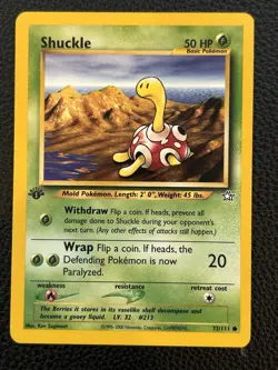Pokemon TCG Shuckle Neo Genesis 1st Edition Common Card 72/111 - Image 1