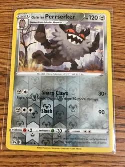 Galarian Perrserker 085/159 Crown Zenith Rare Reverse Holo Pokemon Card TCG Game - Image 1