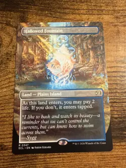 MTG Lorwyn Eclipsed Borderless Dual Side Shock Land Hallowed Fountain - Image 1