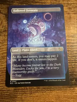 MTG Lorwyn Eclipsed Borderless Dual Side Shock Land Hallowed Fountain - Image 2