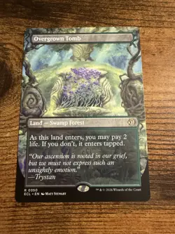 MTG Lorwyn Eclipsed Borderless Dual Side Shock Land Overgrown Tomb - Image 1