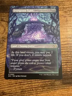 MTG Lorwyn Eclipsed Borderless Dual Side Shock Land Overgrown Tomb - Image 2