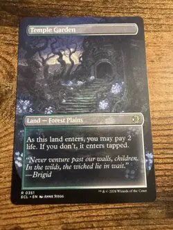 MTG Lorwyn Eclipsed Borderless Dual Side Shock Land Temple Garden - Image 2