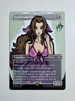MTG Final Fantasy, Hand Painted Alter Custom, Aerith Gainsborough, Bikini. NM - Image 1