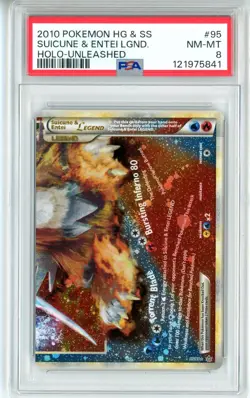 PSA NM-MT 8 Pokemon Trading Card Game Suicune & Entei 95/95 Holo Rare (2010) - Image 1