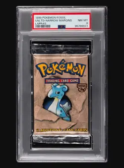 1999 Pokemon Fossil Unlimited -Narrow Margins Lapras PSA 8 - Image 1