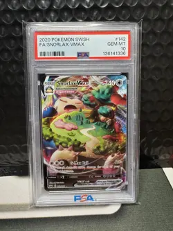 2020 Pokemon Sword And Shield Snorlax Full Art VMax PSA 10 - Image 1