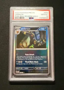 💎 PSA 10 2025 Pokemon Umbreon #059/131 Poke Ball Reverse Holo Graded #059 - Image 1