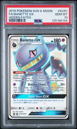 PSA GEM MINT 10 Banette GX (2019) Pokemon Sun & Moon Hidden Fates SV61 Shiny - Image 1