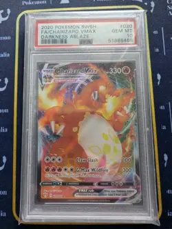 2020 Pokemon SWSH FA/Charizard VMAX Darkness Ablaze #020 PSA 10 - Image 1