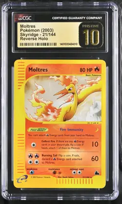 CGC PRISTINE 10 2003 Pokemon (WOTC) Skyridge Moltres-Reverse Foil #21 - Image 1