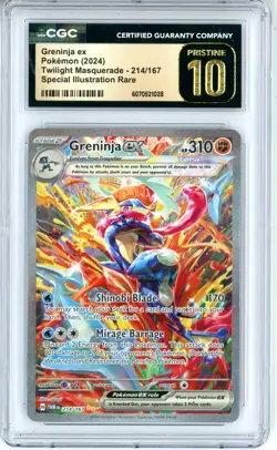 CGC Pristine 10 Pokemon TCG Greninja ex 214/167 Sv06: Twilight Masquerade Holo - Image 1
