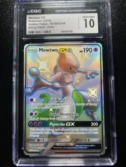 Mewtwo GX CGC 10 2019 Pokemon SM Hidden Fates Shiny Vault #SV59/SV94 0042 - Image 1