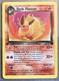 Pokemon Team Rocket 1st Ed Dark Flareon 35/82 Uncommon NMM Unplayed WOTC 2000 - Image 1