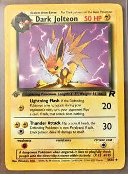 Pokemon Team Rocket 1st Ed Dark Jolteon 38/82 Uncommon NMM Unplayed WOTC 2000 - Image 1