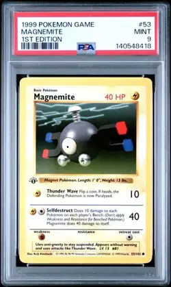 Magnemite #53 - 1999 Pokemon Base Set 1st Edition - PSA 9 - Image 1