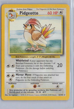 1999 Pokemon Base Set Pidgeotto 22/102 Rare - Image 1