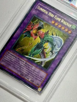 Yu-Gi-Oh Elemental Hero Flame Wingman TLM Ultra 1st Edition PSA 9 - Image 2