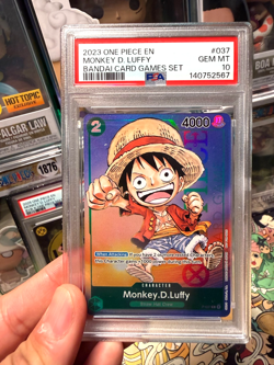 Monkey D. Luffy P-037 PR RARE Gen Con Foil 2023 One Piece Card English PSA 10 - Image 1