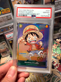Monkey D. Luffy P-037 PR RARE Gen Con Foil 2023 One Piece Card English PSA 10 - Image 1