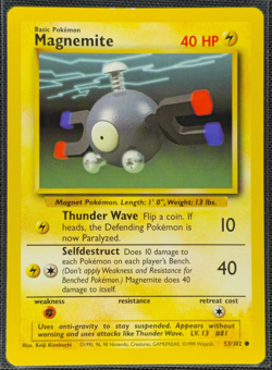Magnemite - 53/102 - Common - Base Set - Pokemon Card - RARE - VINTAGE - Image 1