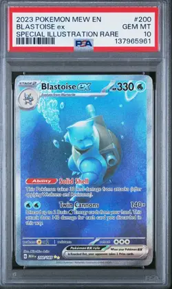 PSA 10 Blastoise ex 200/165 MEW EN-151 Special Illustration Rare Pokemon Card - Image 1